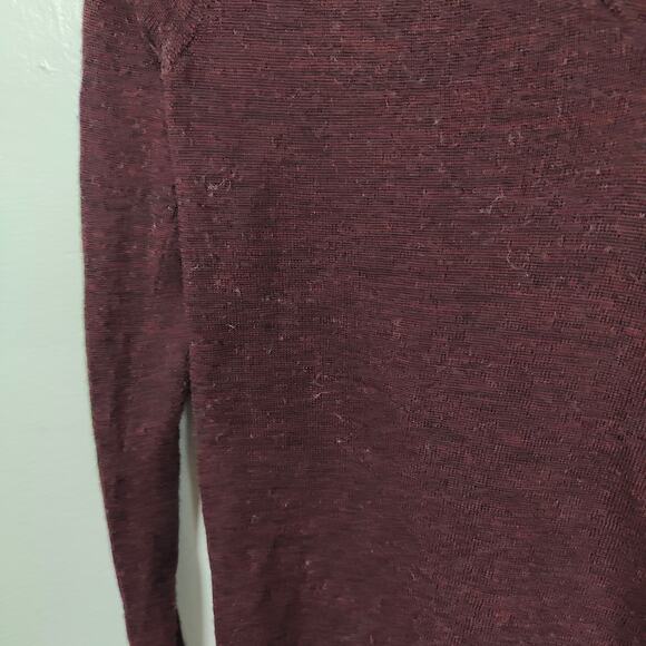 AllSaints Wasson Jumper Womens 4 Burgundy Draped Back 100% Merino Wool Goth - Picture 3 of 9